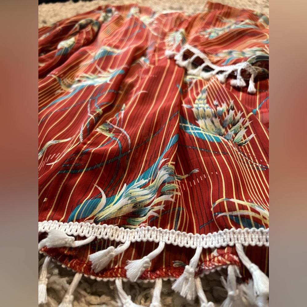 Jon & Ana bright tropical/floral tasseled Kimono cover-up